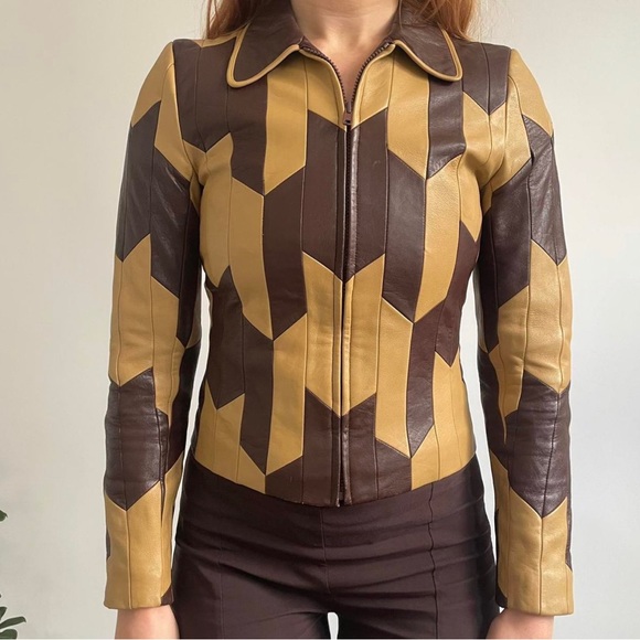 Jesire Houndstooth Leather Jacket - Picture 1 of 3